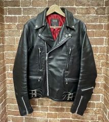 666 Leather Wear ダブル ライダースジャケット レザージャケット ブラック 黒 サイズ38 _69