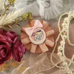 選べるマタニティマーク　両面　イニシャル　ロゼット　装飾あり