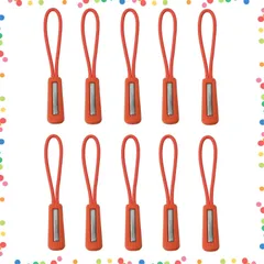 【人気商品】ジッパータブ ノンスリップ プルコード つかみやすい 取り付け簡単 5カラー 開閉 楽々 チャック 各10本セット ファスナー 反射材付き (オレンジ) ジッパープル Loople