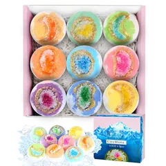 【在庫限り】ＣｉｔｙＭｏｎa バスボム 9個 100g/枚 氷河の型 ギフトセット 炭酸 入浴剤 詰め合わせ 潤い エッセンシャルオイル含まれ カラフル 香り 手作り 女性 人気バスボール お風呂用 ?生日 プレゼント記念日 クリスマス バレンタインデー 新年