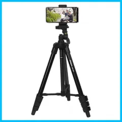 【★数量限定★】Fotopro スマホ 三脚 120cm 4段階 調節 小型 3WAY 雲台 収納袋 スマホ用 スマホホルダー iPhone Android ビデオカメラ カメラ デジカメ 一眼レフ 対応 アルミ製 DIGI-204 BK ブラックのサムネイル