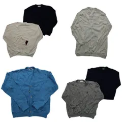 古着卸 まとめ売り アクリル カーディガン セーター 6枚セット (メンズ L ) レタード風 ワッペン アイゾット 中古 古着 NC3293