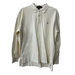 POLO RALPH LAUREN 長袖 ポロシャツ XL ホワイト ポロ ラルフローレン 鹿子 コットン トップス 古着卸 アメリカ仕入 a708-5104
