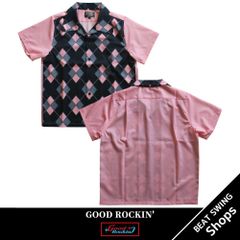 半袖パネルプリント オープンカラーシャツ ピンク GOOD ROCKIN'