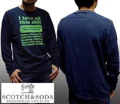 122 【訳あり・アウトレット】 スコッチ&ソーダ スコッチアンドソーダ メンズ Tシャツ 長袖 ロンT I LOVE SHIT ネイビー scotch&soda トップス カジュアル サファリ サーフ セレブ ストリート ヨーロピアン ヴィンテージ スタイル