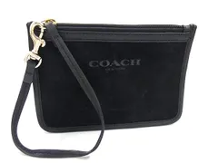 COACH コーチ スエード×レザー マルチポーチ マルチケース 小物入れ レディース メンズ ブラック系 DI2398