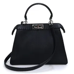 ★専用★FENDIフェンディ　セレリア　 ブラックレザーハンドバッグ セレリア ピーカブー ソフト スモール カーフレザー ブラック