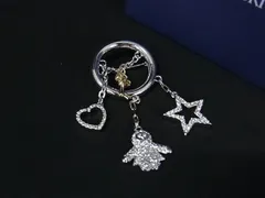 ■新品同様■ SWAROVSKI スワロフスキー ラインストーン ハート スター キー ピンバッジ ピンブローチ シルバー系 FR1724