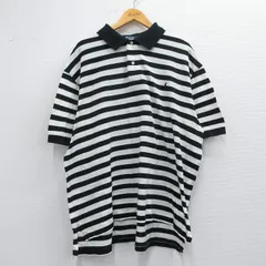 XL/古着 ラルフローレン 半袖 ブランド ポロ シャツ メンズ 90s ワンポイントロゴ 鹿の子 大きいサイズ コットン 黒他 ブラック ボーダー 2