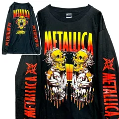 メタリカ METALLICA 黒 長袖 Tシャツ ロンT バンド ロングスリーブ デザイン 袖 両面 プリント 派手 奇抜 古着 ビンテージ vintage ロック メタル ヒップホップ ラッパー アーティスト 7部袖 G  2500 p20/