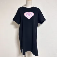 APEE アベイシングエイプ オーバーサイズ ロング丈ハートプリントTシャツ ひざ丈 Tシャツワンピース 黒 Sのサムネイル
