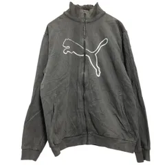 PUMA プリントスウェット トレーナー キッズ XL チャコールグレー プーマ スポーツ フルジップ 古着卸 アメリカ仕入 a612-6709