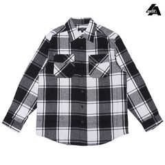 LA GATE FLANNEL L/S SHIRTS【WHITE×BLACK】 (M・L・XL・2XL)(エルエーゲート 通販 大きいサイズ チェックシャツ フランネルシャツ ネルシャツ 長袖 ボタンシャツ カジュアルシャツ)