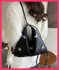 【スタッフおすすめ！】 ショルダーバッグ リュック 3way韓国 フェイクレザー鞄/柔らかいかばん/コンパクト 軽量鞄 レディース バタフライモチーフ リュッ おすすめ おしゃれ　人気 上品 98XIUFENG-041