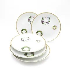 廃盤品希少深川製磁百年庵絵変草葉模様小皿4枚