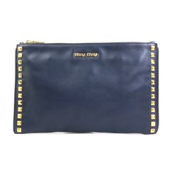MIU MIU ミュウミュウ スタッズ クラッチバッグ ブラック レディース