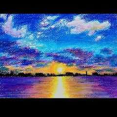 絵画色鉛筆風景画『日の出②』複製画 - メルカリ