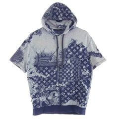 LOUIS VUITTON ルイ・ヴィトン 22AW RM222M N31 HNY28W モノグラム バンダナ ショートスリーブ フーディ パーカー ネイビー系 L【中古】
