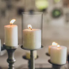 DECHOUS キャンドルカバー 透明 ガラス キャンドルシェード 装飾 キャンドルホルダー デスクトップ 2個 15X8X8CM