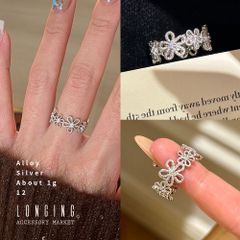 リング 指輪 レディース シルバー 花 フラワー メッシュ レース