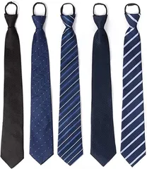 Little World ワンタッチネクタイ メンズ ジップ式 簡単ネクタイ 5秒装着 水洗い ビジネス用 ファションネクタイ( 5色,  M)