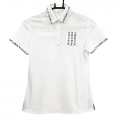 【超美品】アディダス 半袖ポロシャツ 白×ネイビー 胸ポケット 一部メッシュ調 レディース S ゴルフウェア adidas