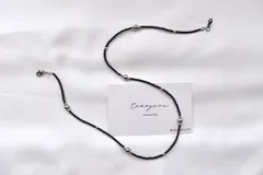 マスクチェーン　ストラップ　コード　ブラック　シルバー　韓国　ビーズ　メンズ