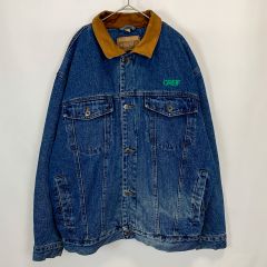 【古着】Swingster グリーフ レザーカラー デニムジャケット カバーオール ブルー XLサイズ