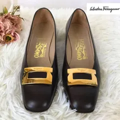 Salvatore　Ferragamo　サルヴァトーレフェラガモ　パンプス　ローヒール　茶色　ブラウン　サイズ表記6(23.5cm相当)　ゴールド金具