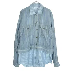 COMME des GARCONS SHIRT コムデギャルソンシャツ キュプラストライプレイヤードブルゾン S08029 ブルー Mのサムネイル