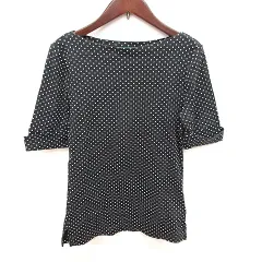 ローレンラルフローレン LAUREN RALPH LAUREN カットソー Uネック 半袖 ドット M 黒 ブラック /RTのサムネイル