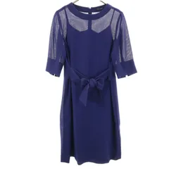 Pierre Cardin ピエールカルダン 日本製 5分袖 ワンピース 42 ブルー レディース 古着