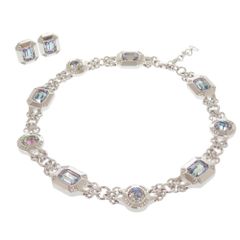 美品 クリスチャンディオール ヴィンテージ メタル ストーン シルバー ネックレス イヤリング 0757 Christian Dior