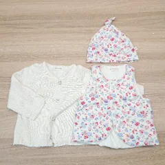 ◇ 《 <!-利用不可文字-!>sense of wonder まとめ3点セット サイズ70-80センチ 花柄 ベビー服 ベスト/カーディガン/帽子 レディース 》 E  【1309250007760】