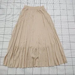 ◇ ⊃ ITEMS アイテムズ シンプル ロング フレア プリーツスカート サイズＭ ベージュ系 レディース E  【1508250011436】