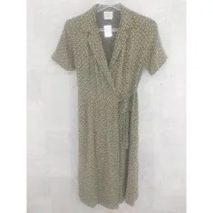 ◇ LAURA ASHLEY ローラ アシュレイ 総柄 半袖 ロング カシュクール ワンピース ブラック ベージュ *  【1002797380036】