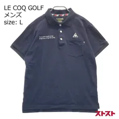 LE COQ GOLF ルコックゴルフ 半袖ポロシャツ ロゴ刺繍 ネイビー系 L [240001923923]#