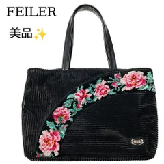 フェイラー FEILER トートバッグ ハンドバッグ ミニトート シュニール織 花柄 黒 美品 メッシュ