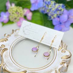 紫陽花/丸型ピアス/揺れる/パープル×ブルー/ひねり/フック