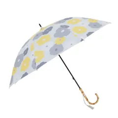 ☆ 花（金糸雀色/かなりあいろ） ☆ 河馬印本舗 晴雨兼用長傘 河馬印本舗 晴雨兼用 長傘 手開き 晴雨兼用傘 日傘 雨傘 傘 かさ UVカット 完全遮光 和柄 和風 モダン 手動 手開き傘 遮熱 レディース かばじるしほんぽ ギフト