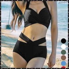 バックリボンセパレートビキニ 水着セット レディース水着ビキニ 上下2点セット 可愛いバンドゥホルターネックビキニ セクシー 夏ビーチ プ