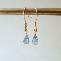 ブルートパーズ ドロップ SUS316 サージカルステンレス フックピアス 1ペア 金属アレルギー対応 天然石