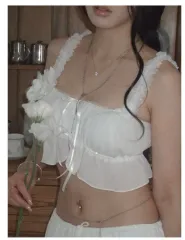 タグ O 新品) エンジェルナンバー 555 Lover ' s Ruffle Top
