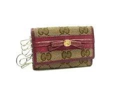 GUCCI グッチ 257007・0969 GGキャンバス×レザー  6連 キーケース 鍵入れ レディース ブラウン系×ボルドー系 DI7155