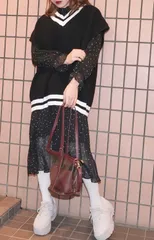 Dot Pleats Long Onepiece (black)のサムネイル