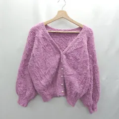 ◇ ⊇ ROPE PICNIC ロペピクニック シャギー パールボタン 長袖 ニット カーディガン サイズ40 ピンク系 レディース E  【1502030007169】