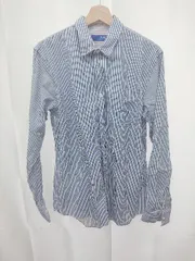 ◇ Θ BEAMS ビームス ストライプ 長袖 シャツ サイズM ネイビー ホワイト メンズ E  【1411130011917】