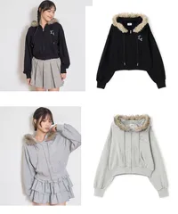 新品　 ラブトキシック(Lovetoxic) ジュニア トップス(ラブトキシック) パーカー(ラブトキシック)　ファー2WAYZIPパーカ　160㎝　ブラック　グレー　ファー　パーカー