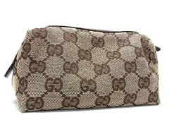 GUCCI グッチ 化粧ポーチ 29596 GGキャンバス 白 茶 ブランド小物