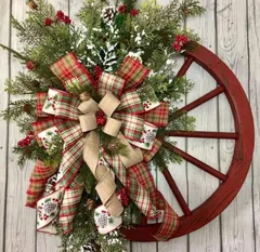 クリスマス リース デコレーション クリスマス リース リスマス ちょう結び リース 秋 リース 玄関 ドア用 木製 リース 屋内 屋外用  haobei01haobei01